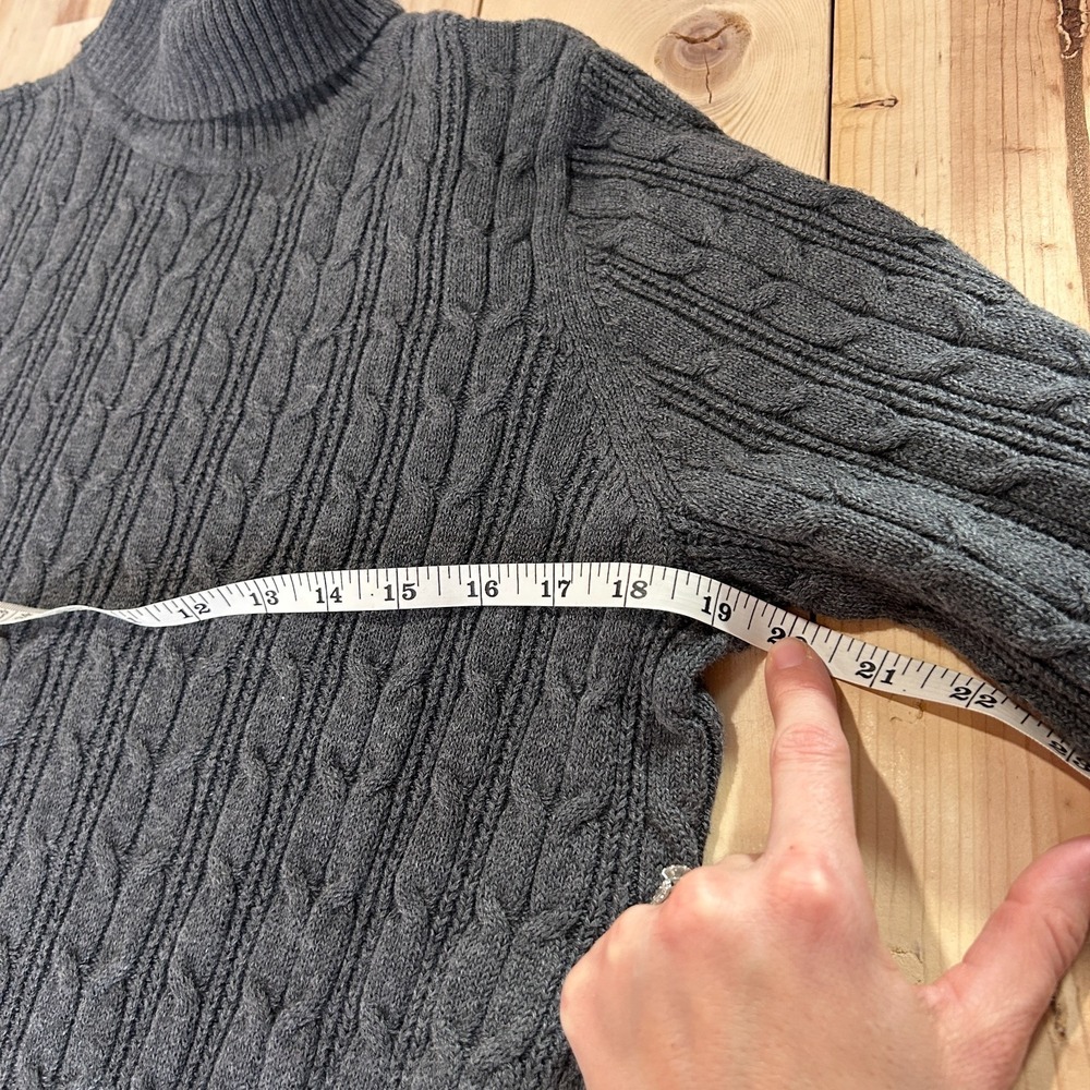 St Johns Bay Women's Cable Knit Turtleneck Sweater Sz XL Gray Fisherman Coastal - Picture 8 of 9